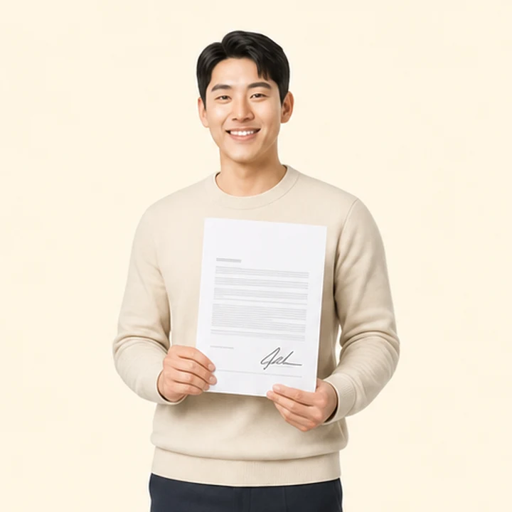 SUV 장기렌트 비교 서면 견적서를 들고 있는 고객